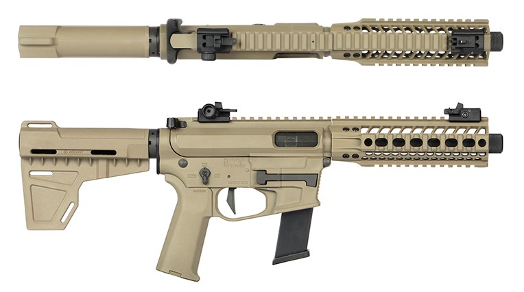 Ares M45X-S Long With M4 Stock + 2 Magazines - Tan | Action Hobbies